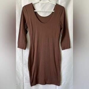 ADC Mauve-Brown Long Sleeve Bodycon Dress - Size XS